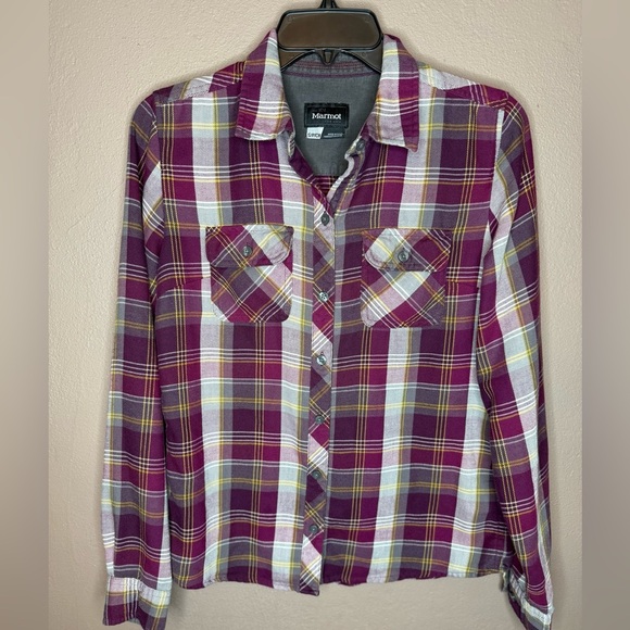 Marmot Women's Bridget Magenta Plaid Button Down Casual Western Outdoor Small - Picture 2 of 15